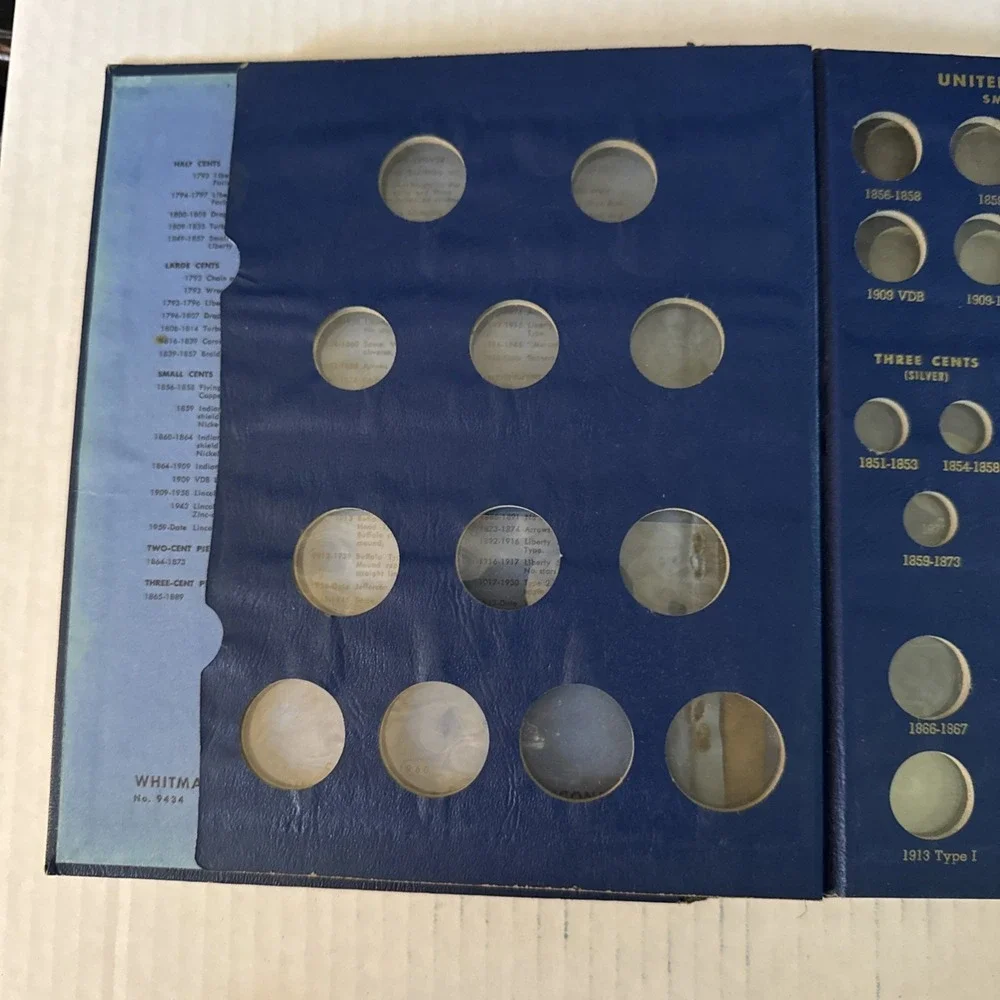 Vintage Whitman Bookshelf United States Type Set Small Coins Album #9434